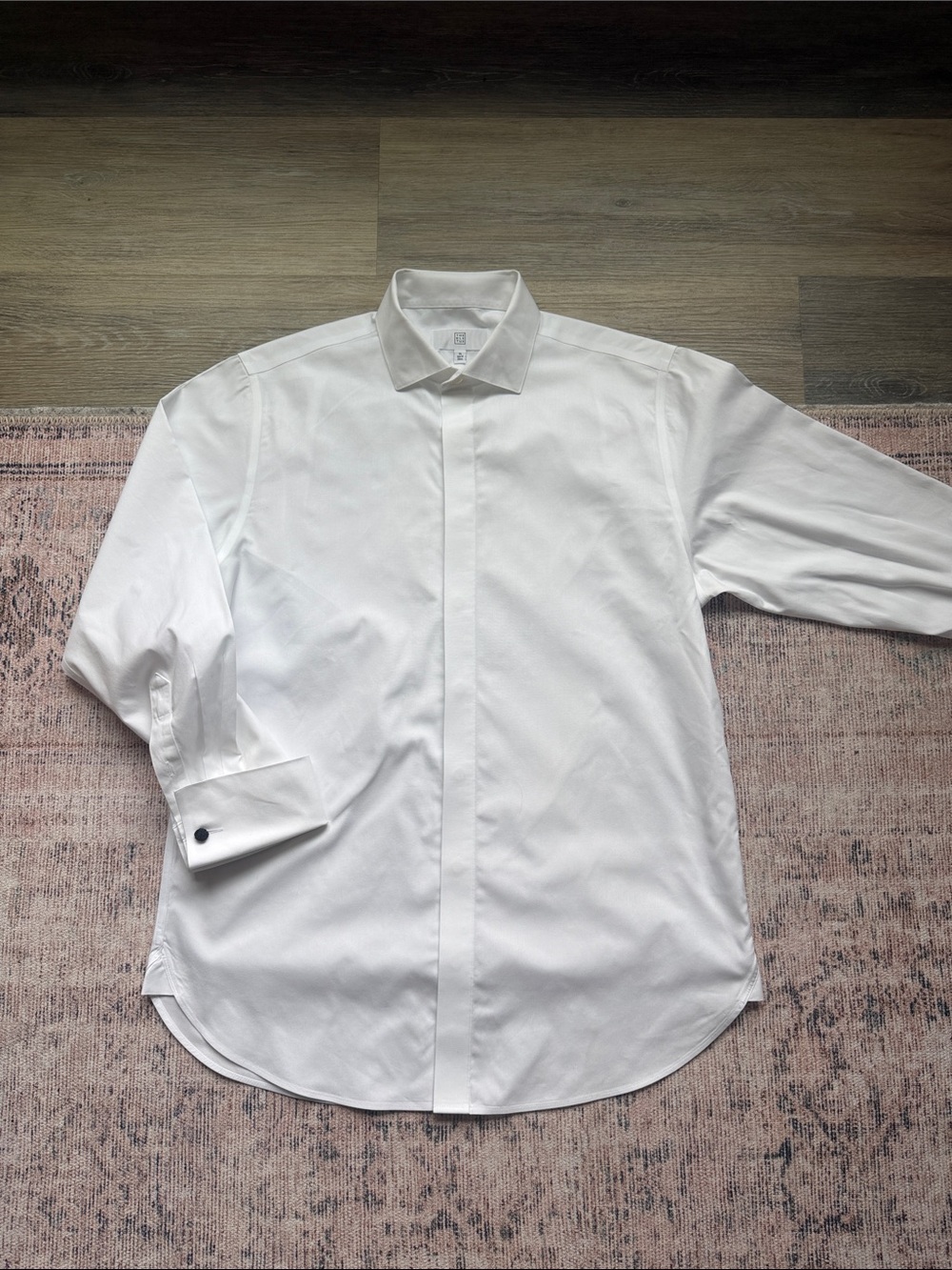 The Black Tux Dress Shirt with Classic Hidden-Button Placket